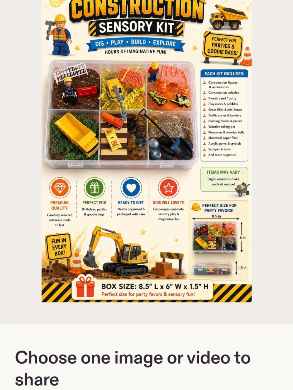 Construction Sensory Kit for Kids – Yellow Sensory Playset